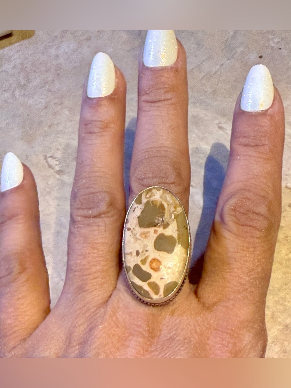 Handmade Jasper Stone Oval Cocktail Ring